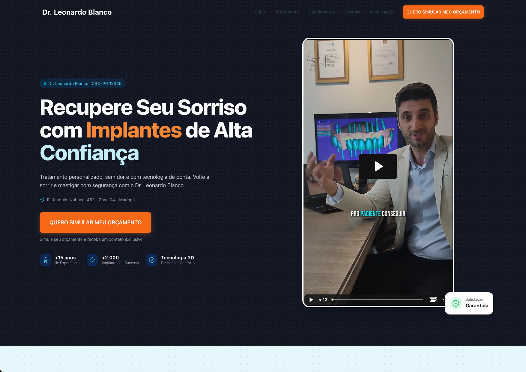 Landing page do Dr. Leonardo Blanco